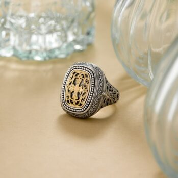 Byzantine Locket Ring in 18K Gold and Sterling Silver