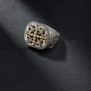 Byzantine Ring in 18K Gold and Sterling Silver