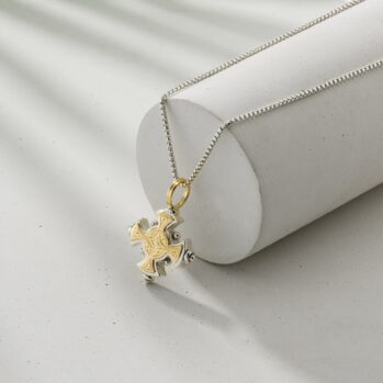 Cyclades small Cross in 18K Gold and Sterling Silver