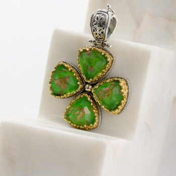 Dione Cross in Sterling Silver with Gold Plated Parts and Doublet Stones