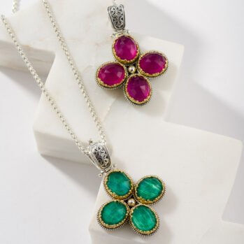 Dione Cross in Sterling Silver with Gold Plated Parts and Doublet Stones