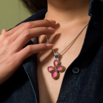 Dione Cross in Sterling Silver with Gold Plated Parts and Doublet Stones