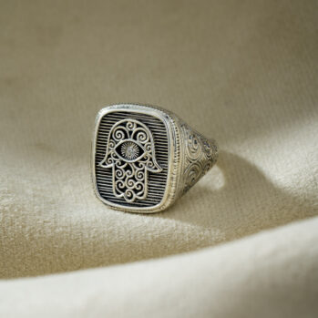 Hamsa Ring in Sterling Silver with CZ