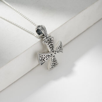 Maltese Garden Shadows Cross in Sterling Silver