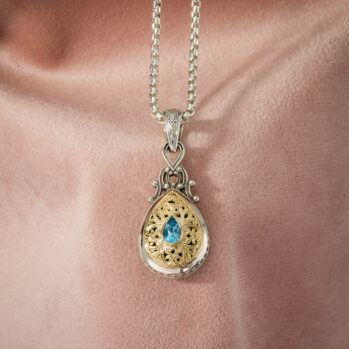 Roxana Teardrop Pendant in 18K Gold and Sterling Silver with Blue Topaz