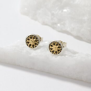Roxana Stud Earrings in 18K Gold and Sterling Silver