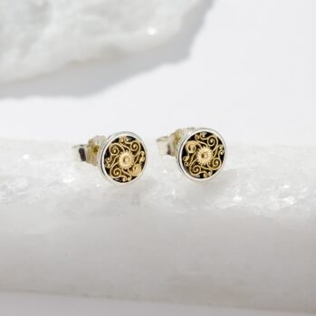 Unisex Stud Earrings in 18K Gold and Sterling Silver