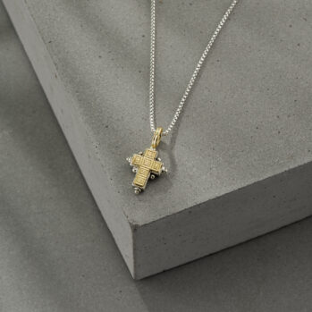 Tiny Cross in 18K Gold and Sterling Silver