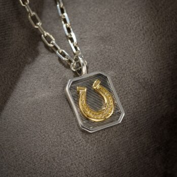 Horseshoes Pendant in 18K Gold and Sterling Silver