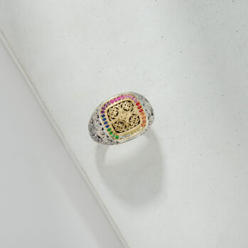 Kosmos Ring in 18K Gold and Sterling Silver with Multi colors Sapphires