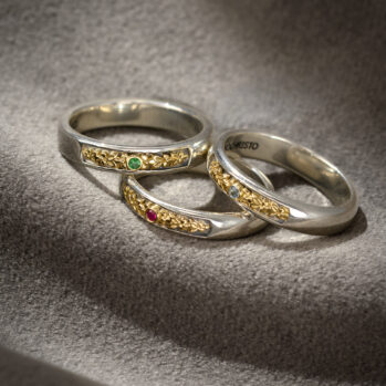 Simplicity Band Ring in 18K Gold and Sterling Silver with Gemstone