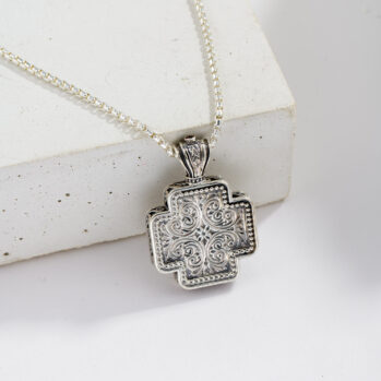 Byzantine Square cross in Sterling Silver