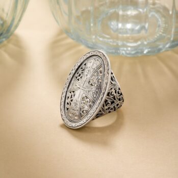 Garden Shadows Cross Pattern Ring in Sterling Silver