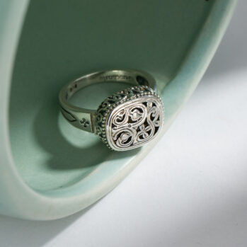 Garden Shadows mini cushion Ring in Sterling Silver