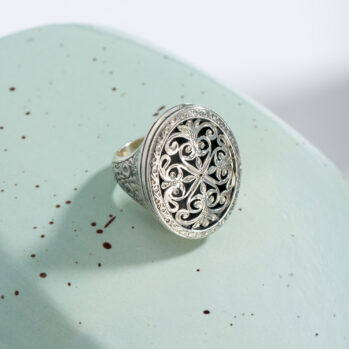 Garden Shadows Big Oval Ring in Sterling Silver