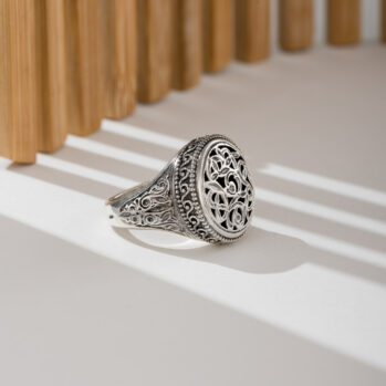 Garden Shadows Round Ring in Sterling Silver