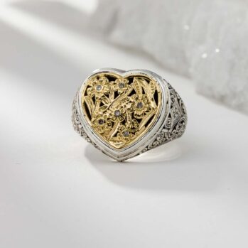 Harmony Ring in 18K Gold and Sterling Silver with Brown Diamonds