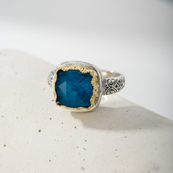 Imperial Square Ring in 18K Gold and Sterling Silver with Doublet Gemstone