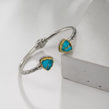 Iris Triangle Bracelet in Sterling Silver with Gold Plated parts