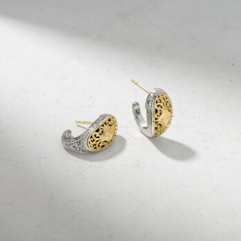 Mediterranean Half Hoop Earrings in 18K Gold and Sterling Silver