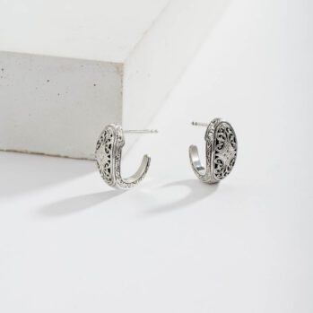 Mediterranean half Hoop Earrings in Sterling Silver