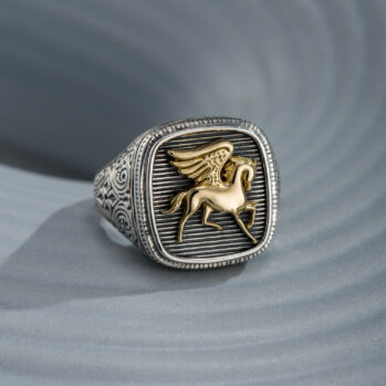Pegasus Ring in 18K Gold and Sterling Silver