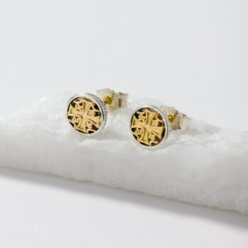 Unisex Stud Earrings in 18K Gold and Sterling Silver