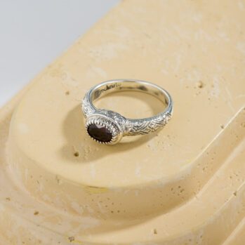Santorini mini oval Ring in Sterling Silver with Gemstone