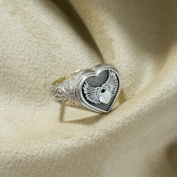 Winged Heart Talisman Ring in Sterling Silver