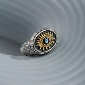 Evil Eye Ring in 18K Gold and Sterling Silver