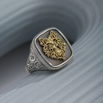 The Wolf Talisman Ring in 18K Gold and Sterling Silver
