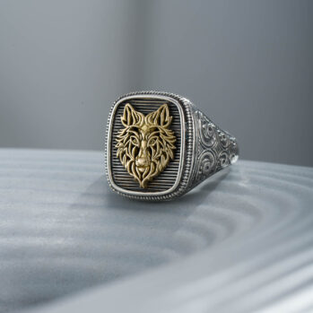 The Wolf Talisman Ring in 18K Gold and Sterling Silver